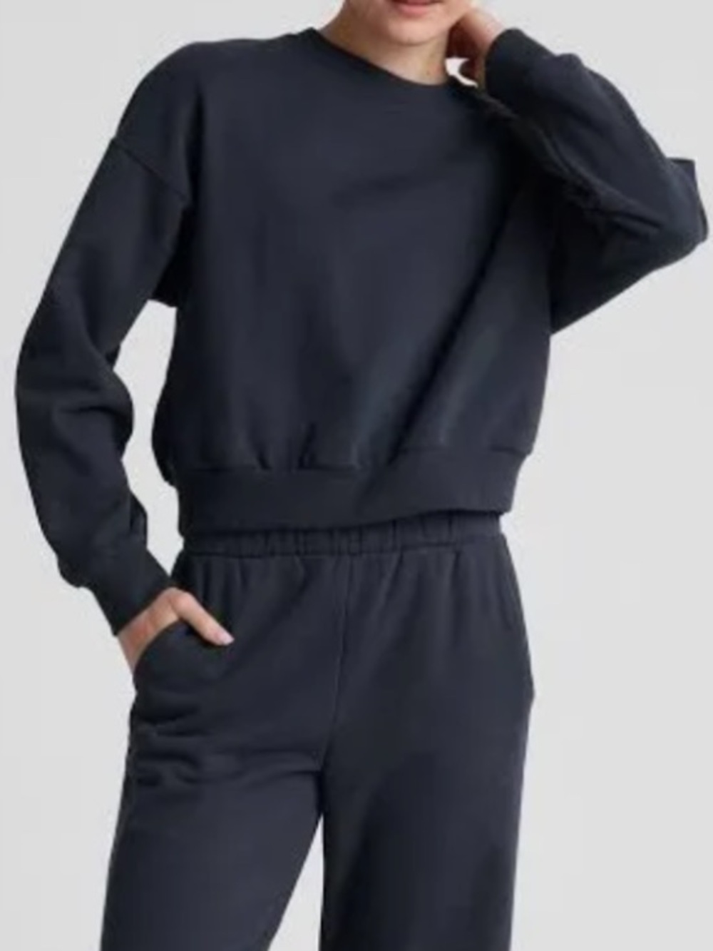 Beyond Yoga LuxeFleece Black Crewneck Sweatshirt - Size X-Small